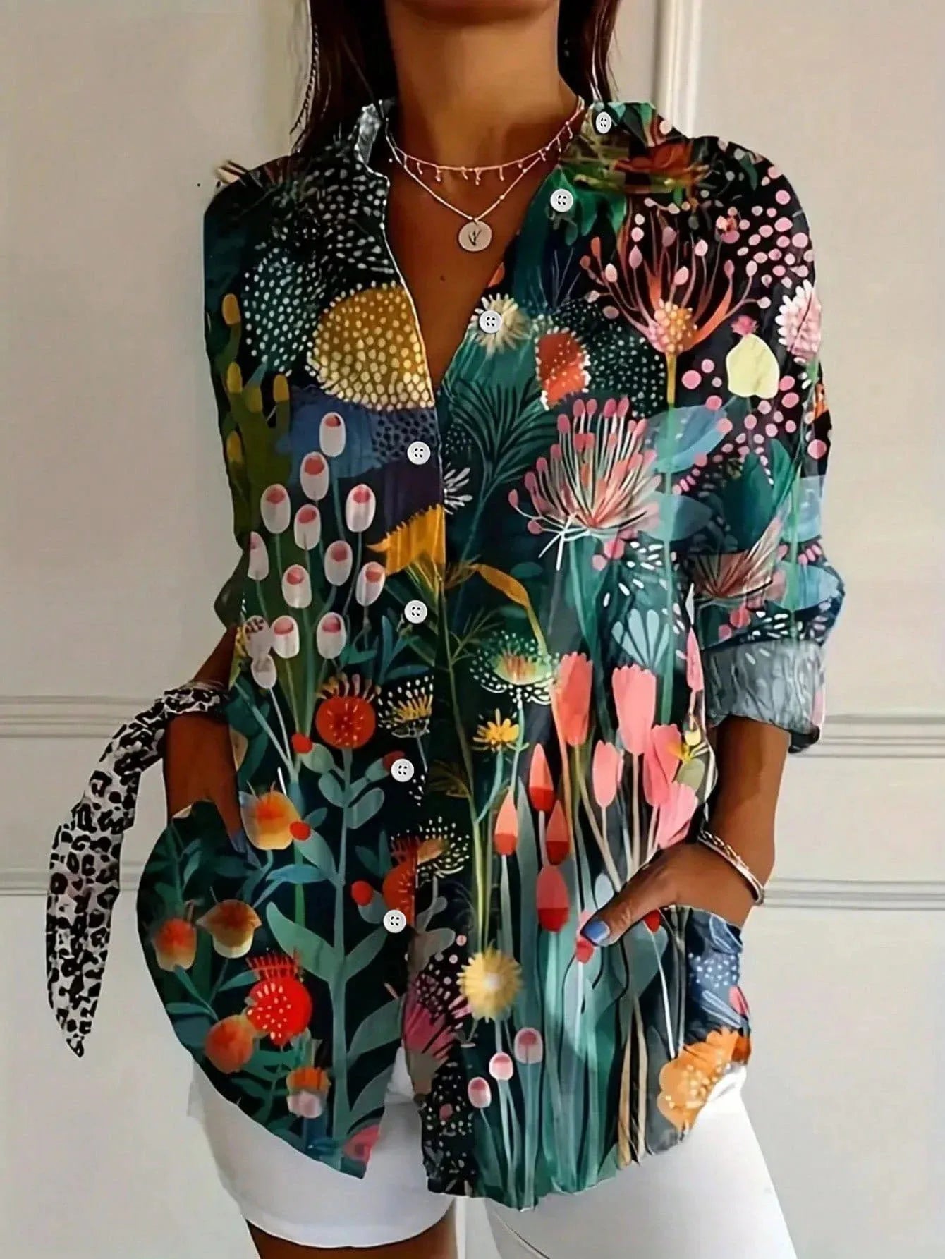 Women's Blouse Abstract Print Relaxed Fit Long Sleeve Casual