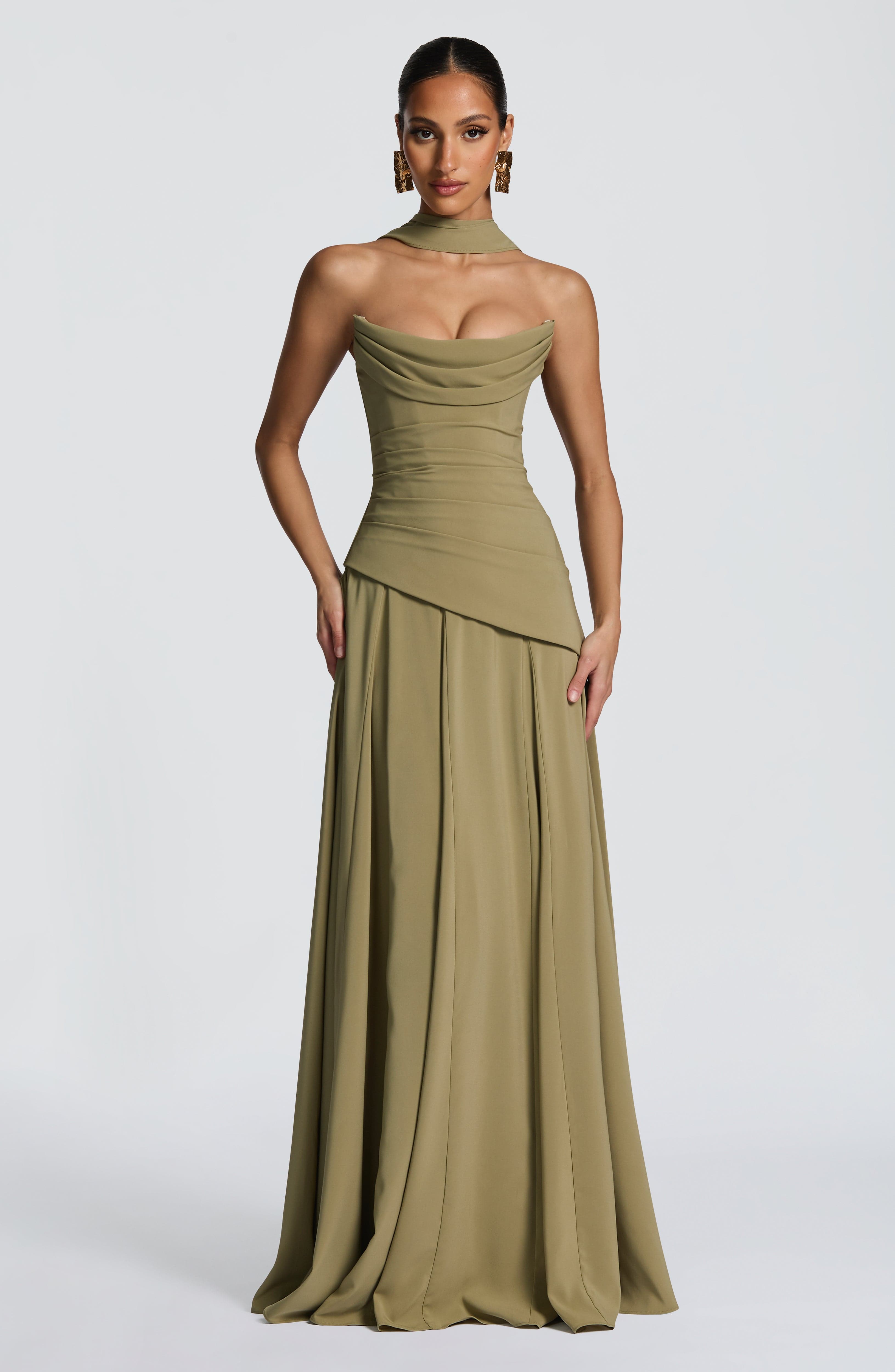 Women's Maxi Dress Strapless Satin Evening Gown