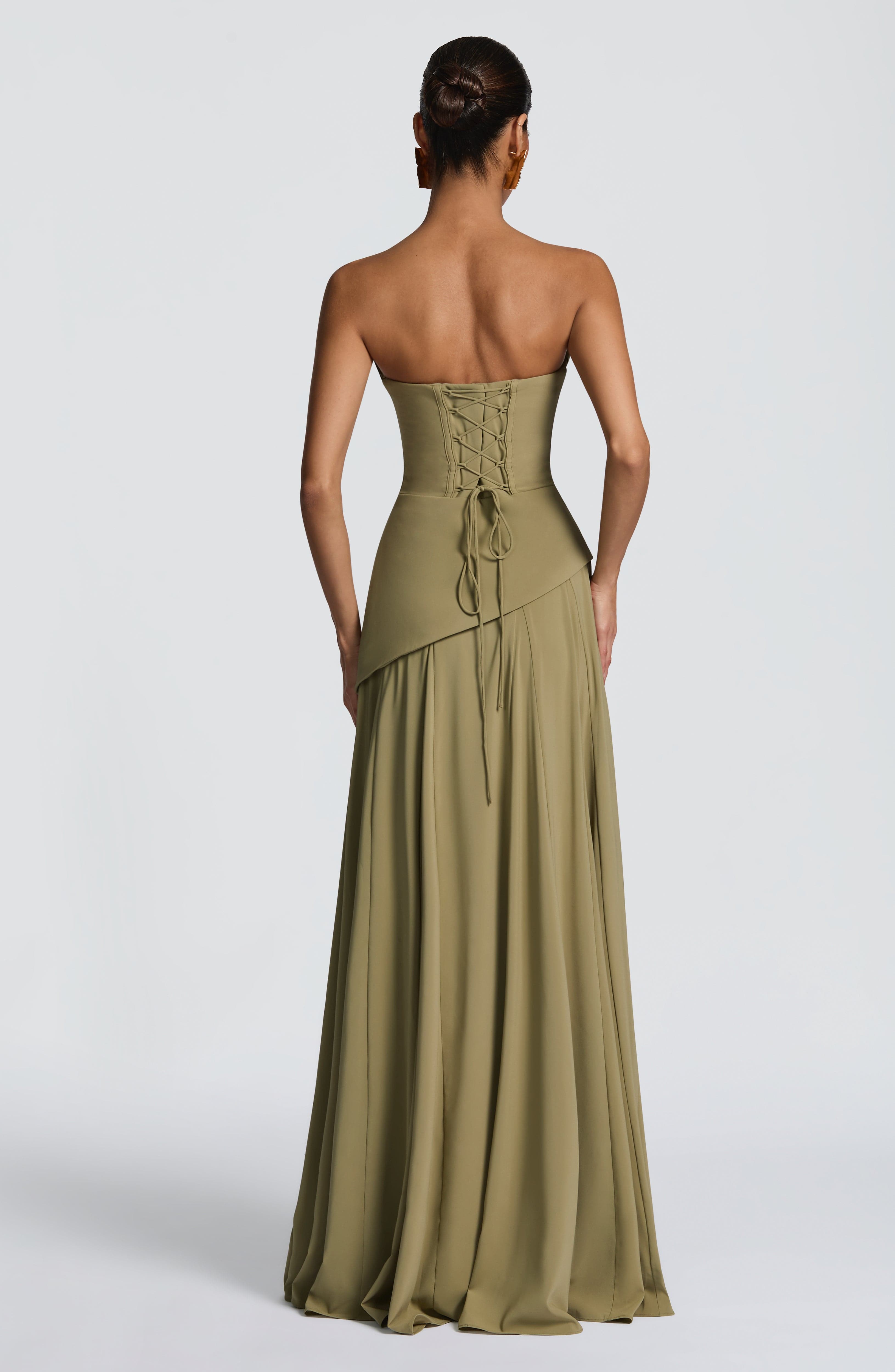 Women's Maxi Dress Strapless Satin Evening Gown