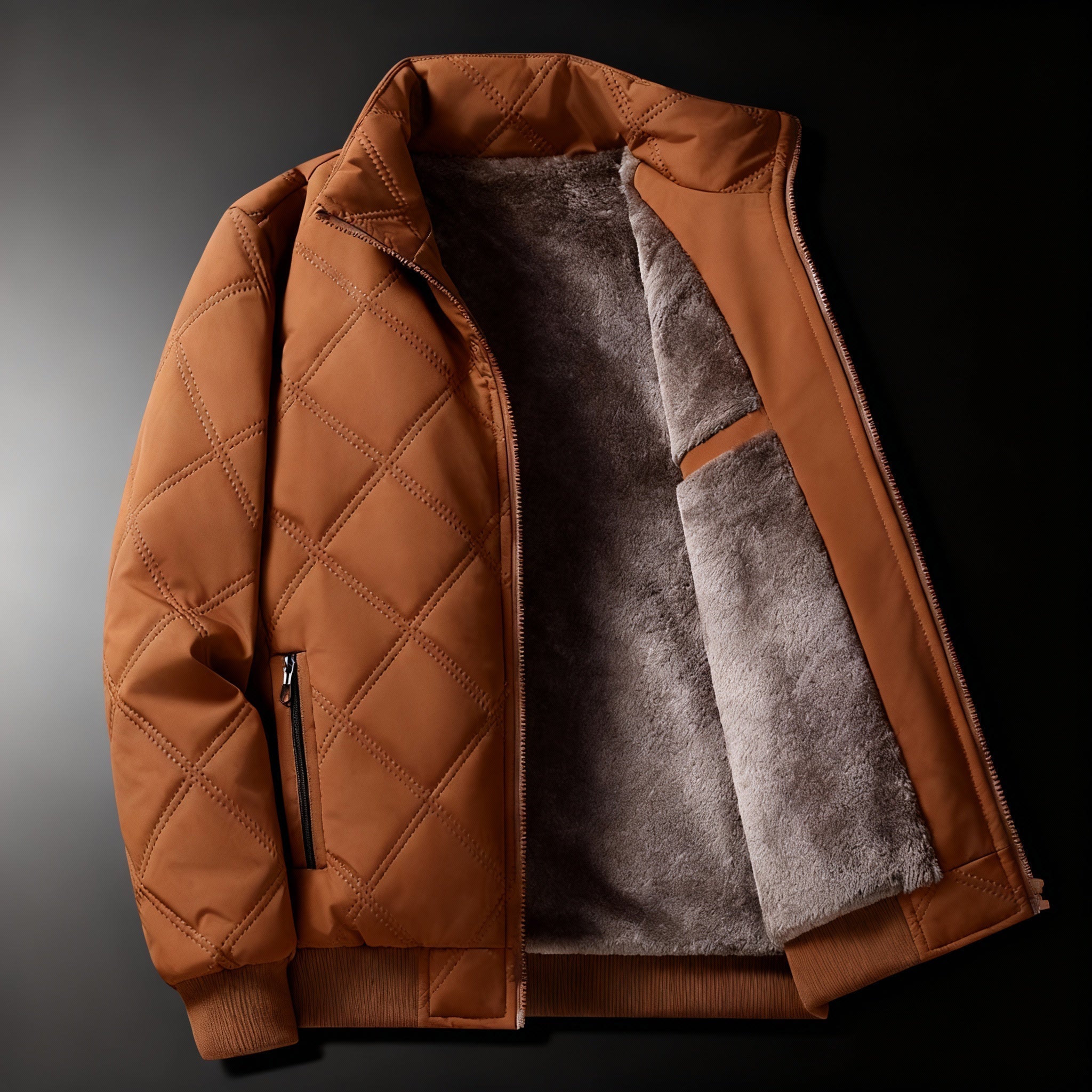 Men's Winter Jacket with Fleece Lining and Quilted Exterior