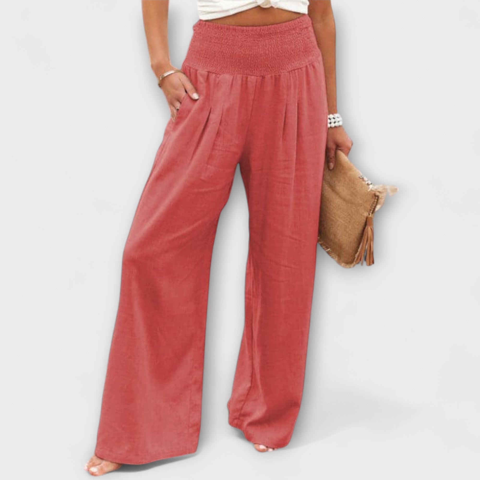 Women's Wide Pants Mid-Rise Stylish Design Casual Wear