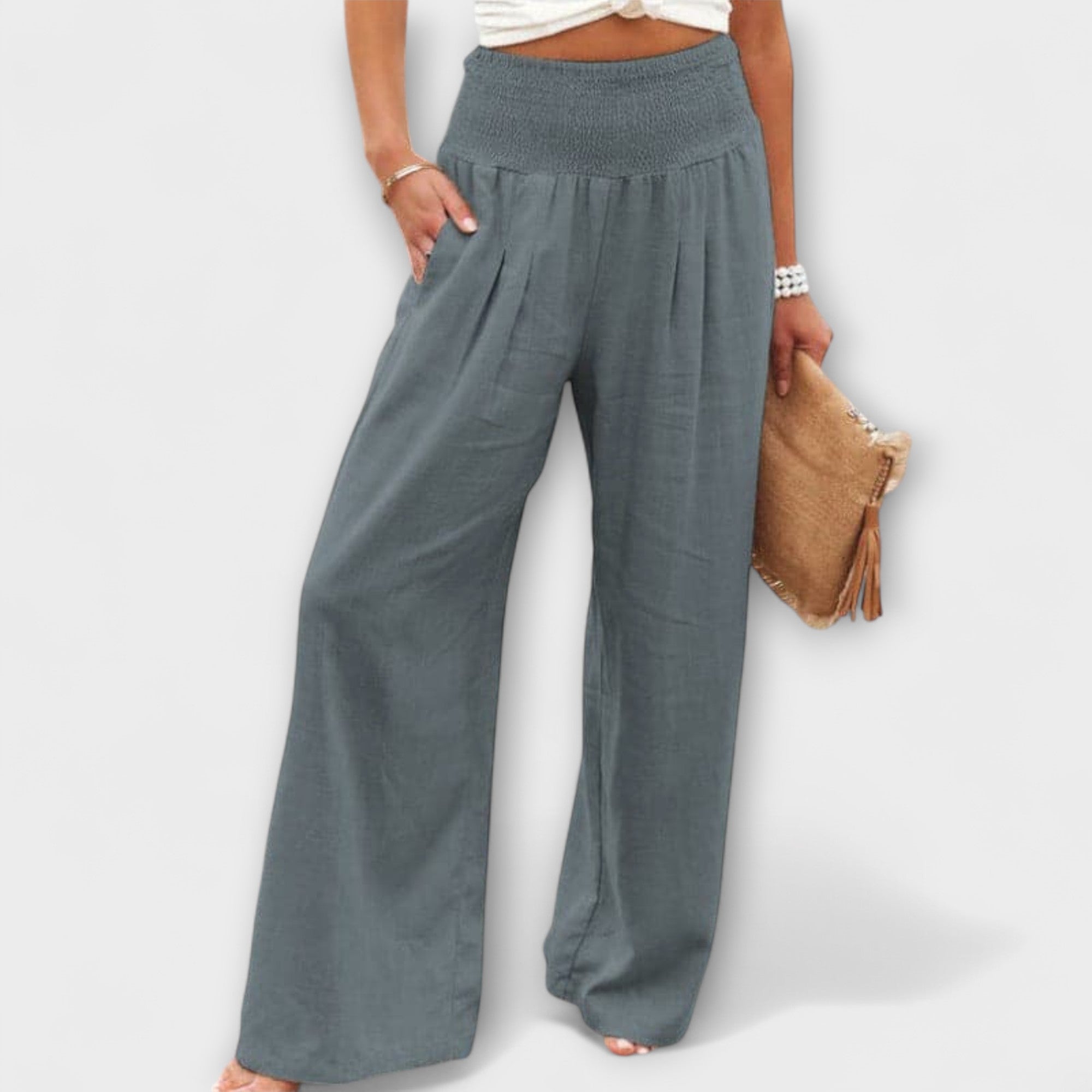 Women's Wide Pants Mid-Rise Stylish Design Casual Wear