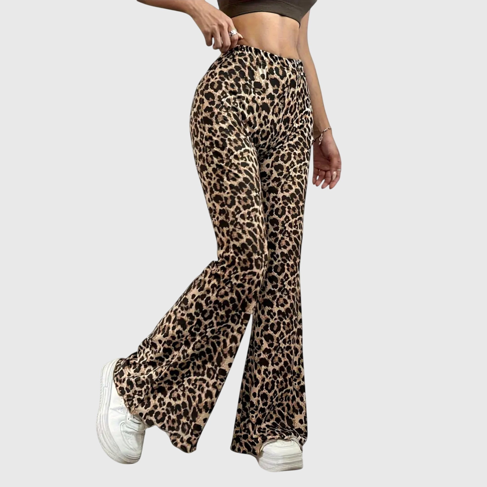 Women's Bootcut Pants High Waist Leopard Print