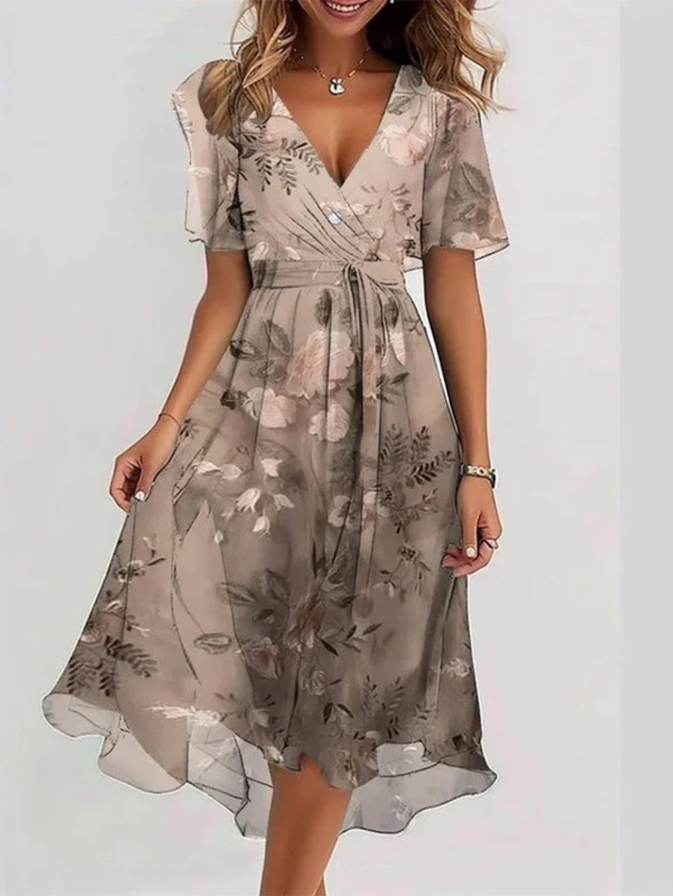 Women's Summer Dress Relaxed Fit Cotton V-Neck Casual