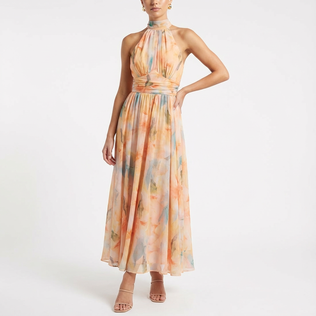 Women's Floral Halter Maxi Dress
