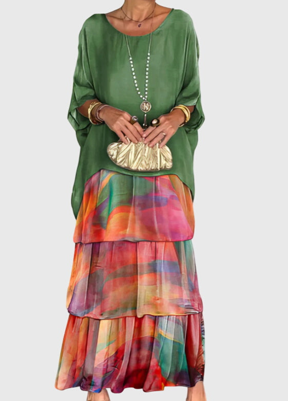 Women's Long Flowing Dress Lightweight Fabric V-Neck Casual