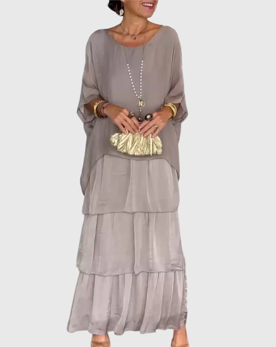 Women's Long Flowing Dress Lightweight Fabric V-Neck Casual
