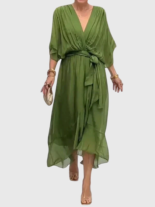 Women's Summer Dress V-Neck Lightweight Fabric Casual