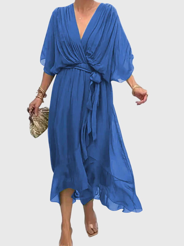 Women's Summer Dress V-Neck Lightweight Fabric Casual