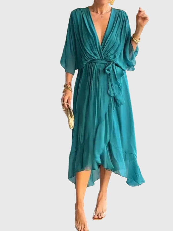Women's Summer Dress V-Neck Lightweight Fabric Casual