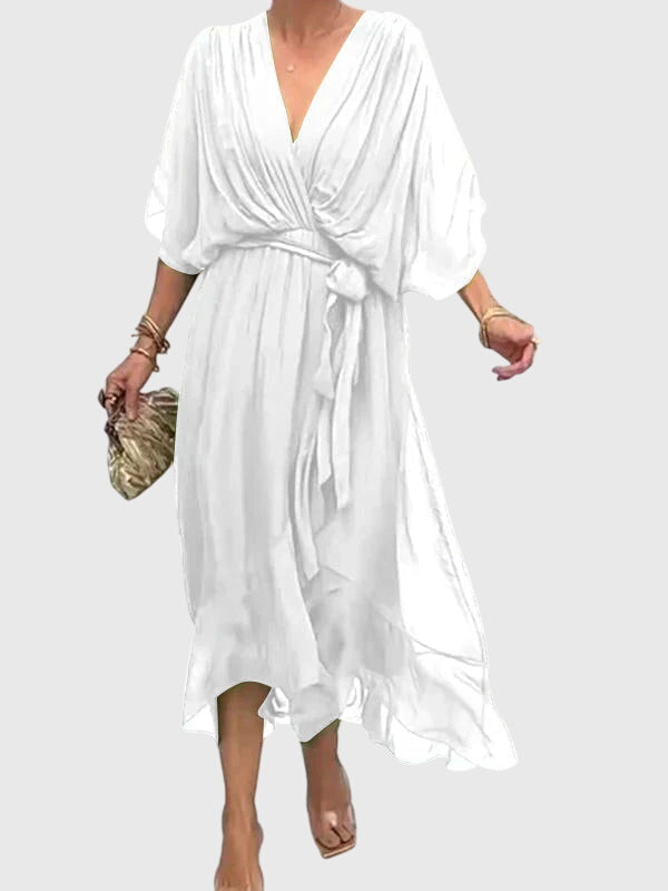 Women's Summer Dress V-Neck Lightweight Fabric Casual