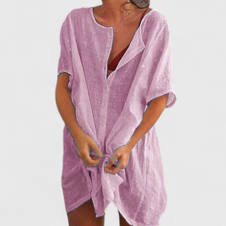 Women's Tunic Summer Dress Lightweight V-Neck Casual