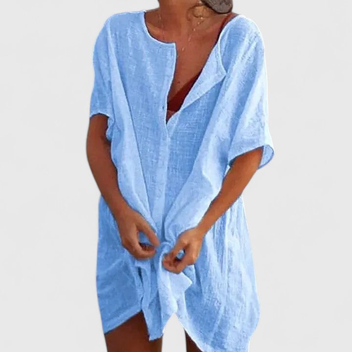 Women's Tunic Summer Dress Lightweight V-Neck Casual