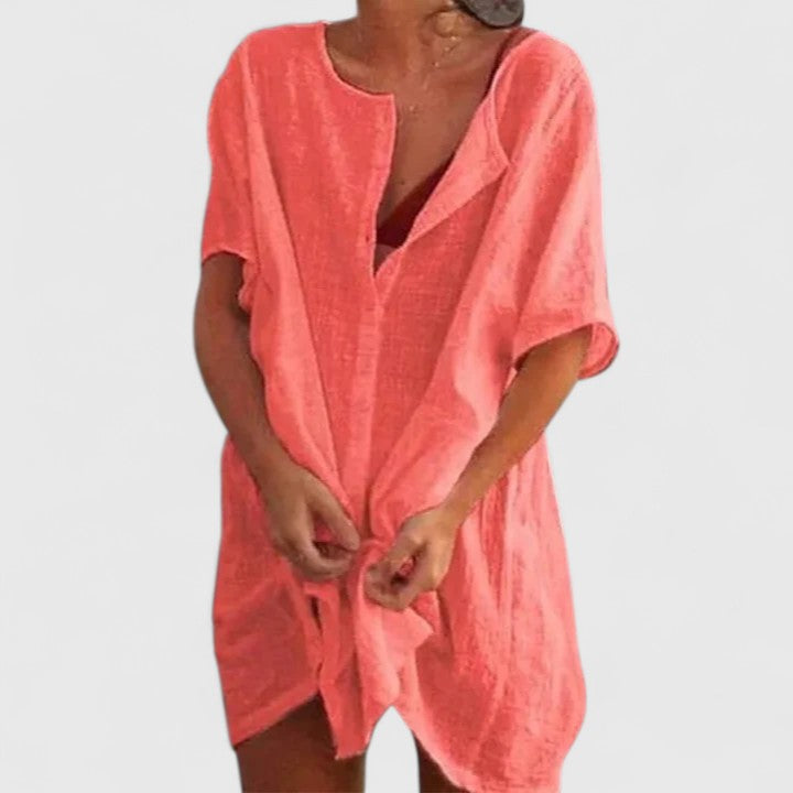 Women's Tunic Summer Dress Lightweight V-Neck Casual