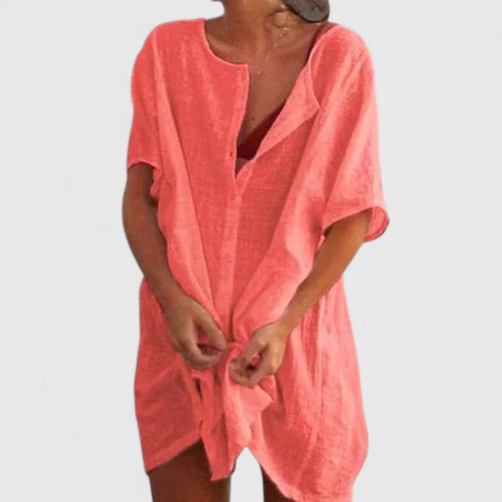 Women's Tunic Summer Dress Lightweight V-Neck Casual