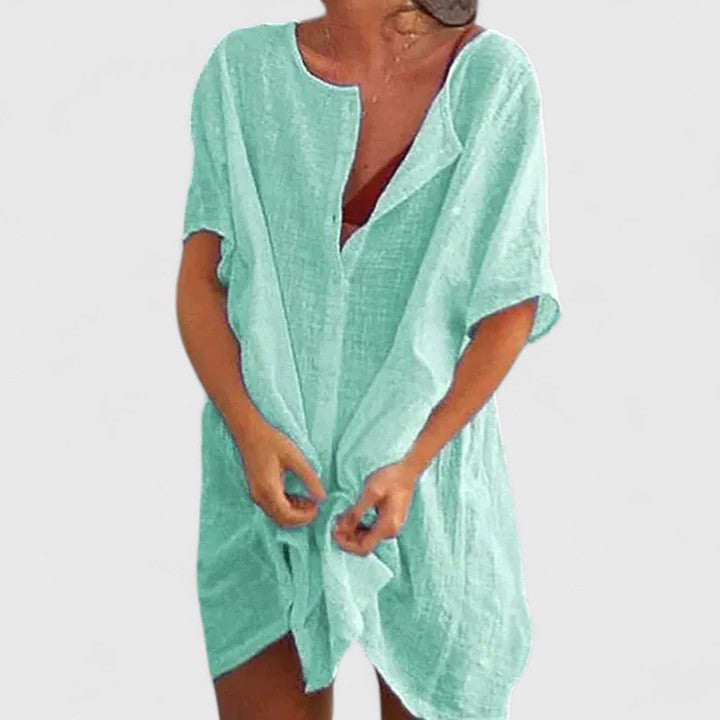 Women's Tunic Summer Dress Lightweight V-Neck Casual