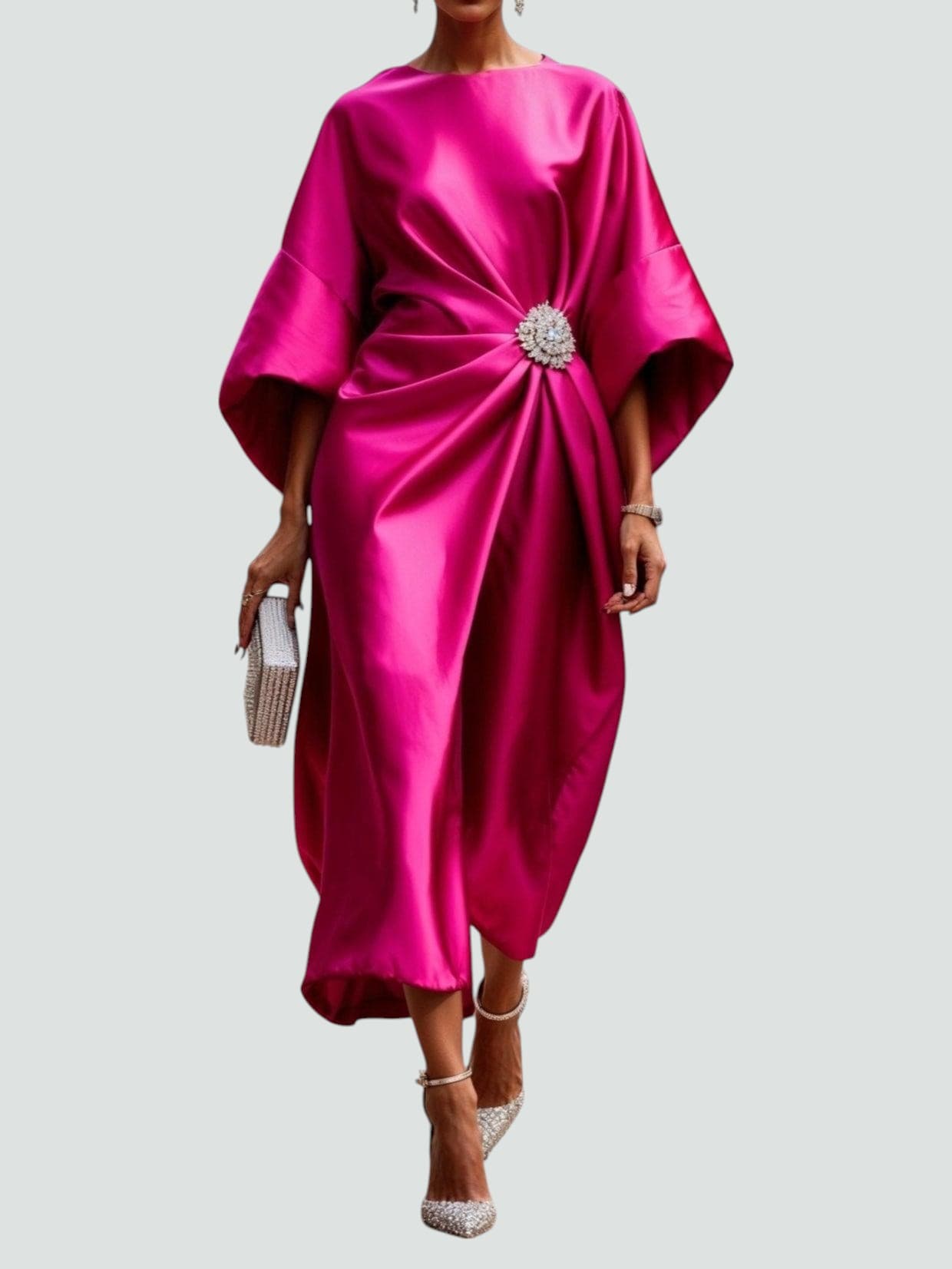 Women's Long Maxi Dress V-Neck Shine Elegant Evening Wear