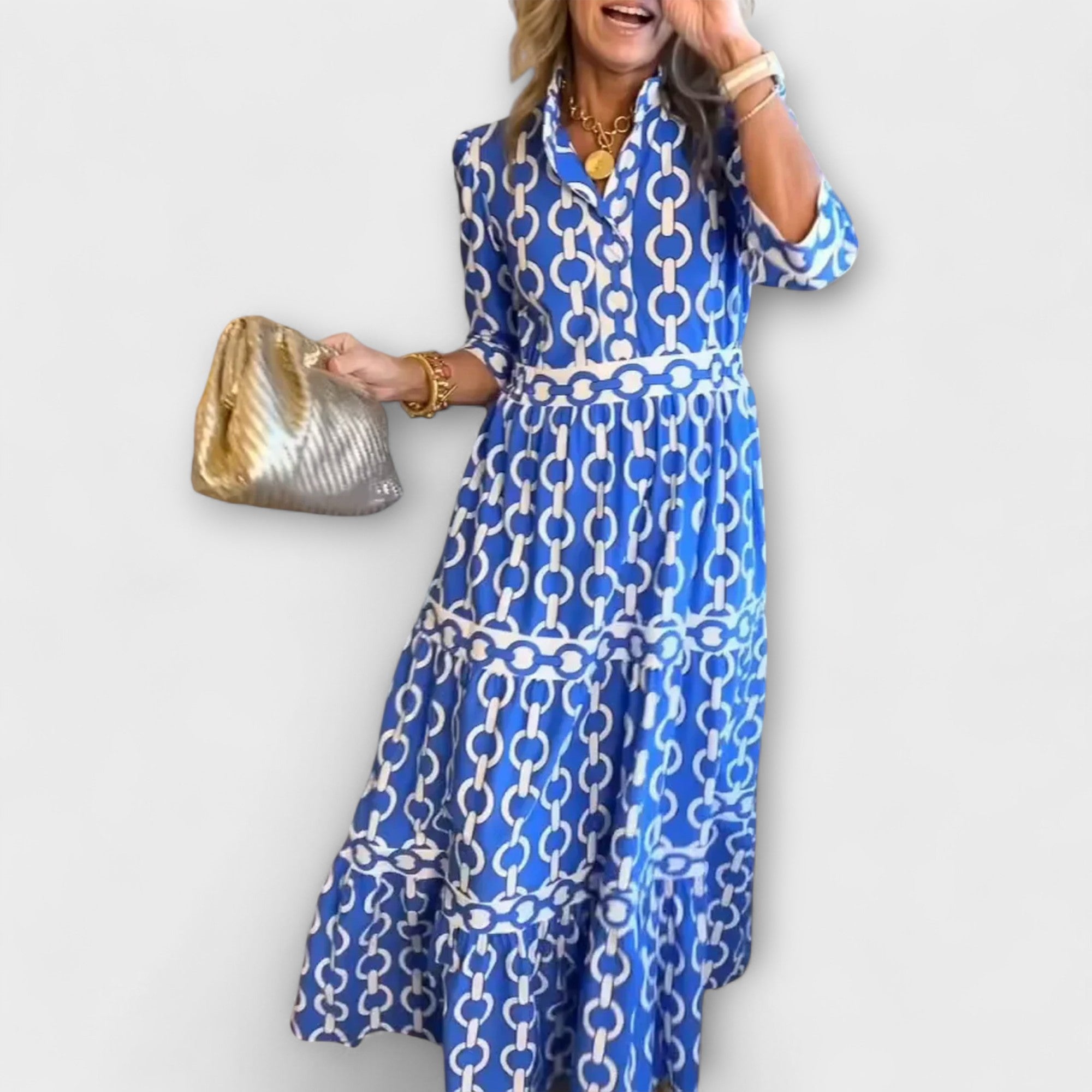 Women's Midi Dress Chain Pattern Casual
