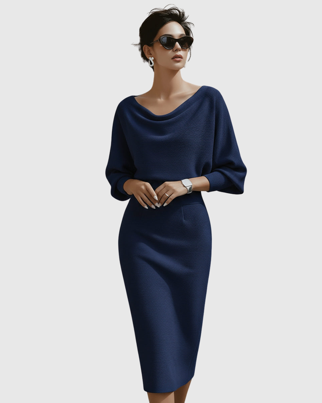 Women's Midi Dress Batwing Sleeves Floral Print Casual