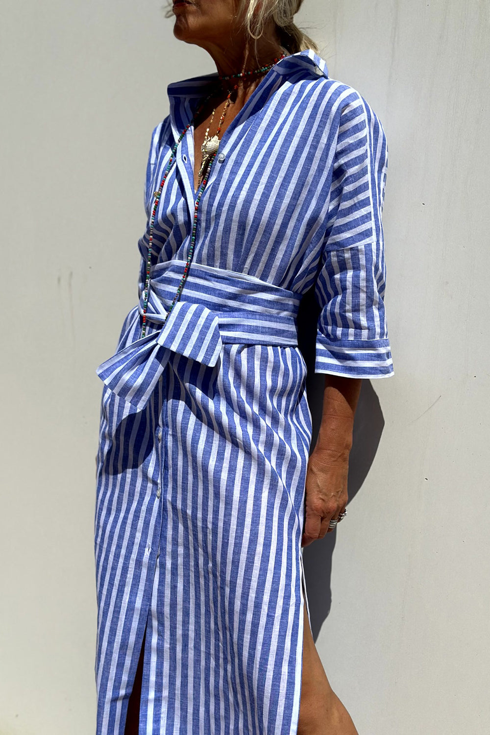 Women's Midi Dress Striped Polyester Short Sleeve Casual