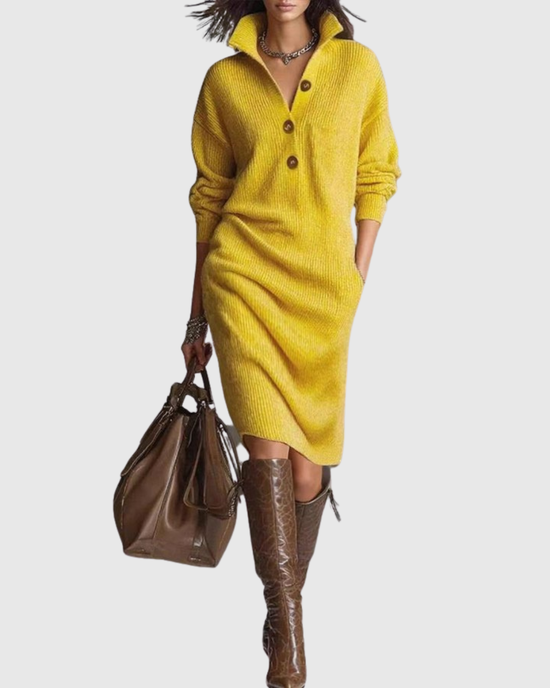 Women's Midi Long Sleeve Dress | Wool, Casual