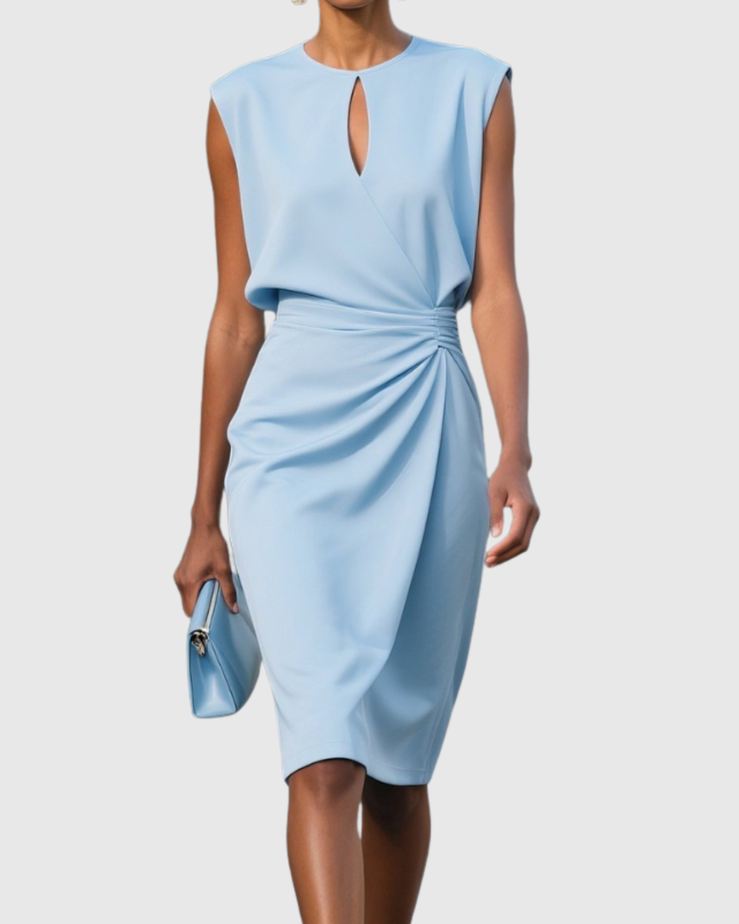 Women's Knee-Length Gathered Waist Dress | Short Sleeve | Casual Summer Dress