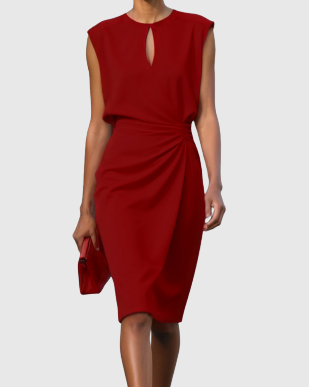 Women's Knee-Length Gathered Waist Dress | Short Sleeve | Casual Summer Dress