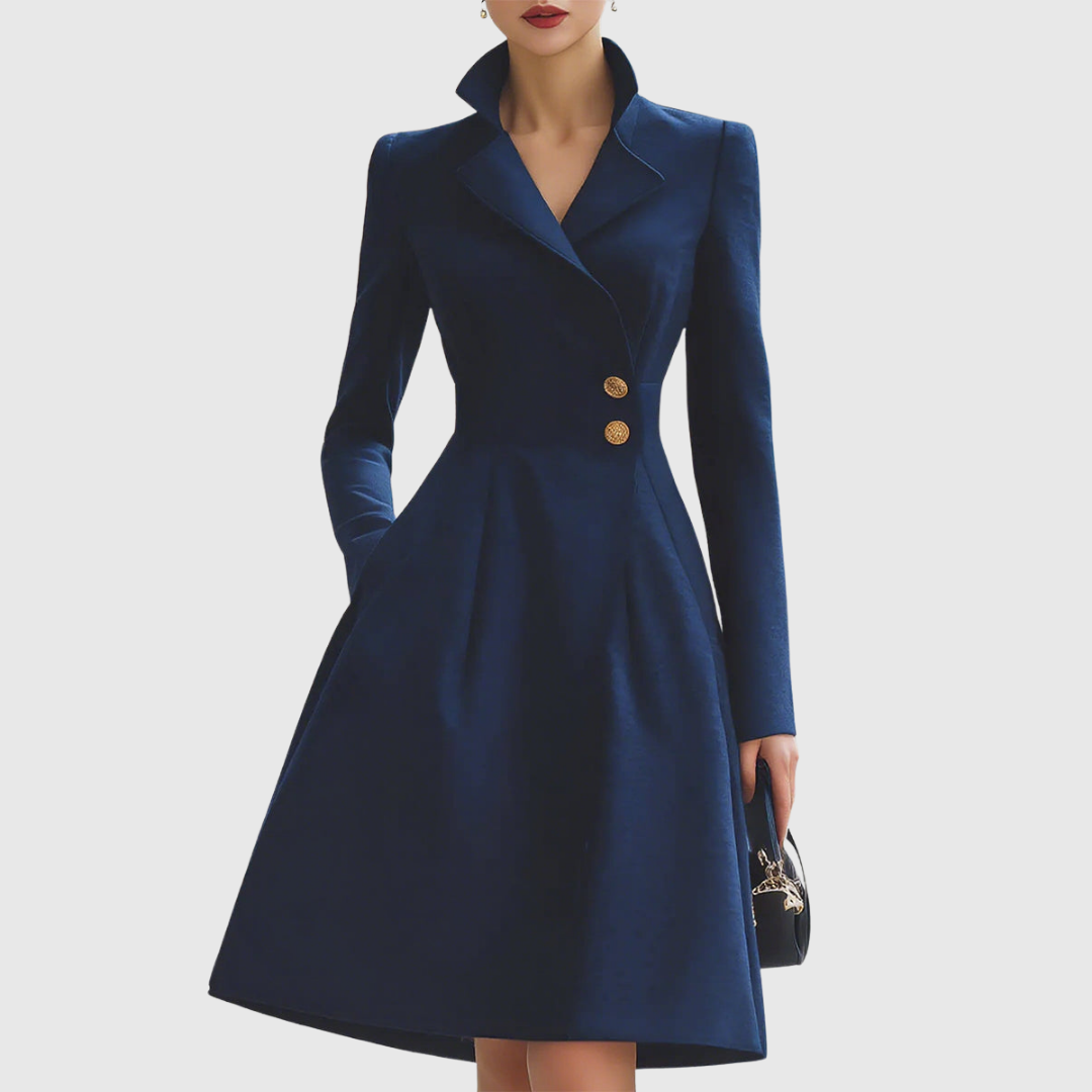 Women's A-Line Coat Dress Button Detail