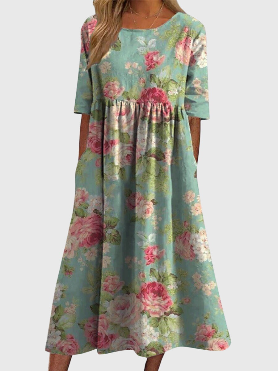 Women's Flowing Embroidered Dress | Short Sleeve | Casual Summer Dress