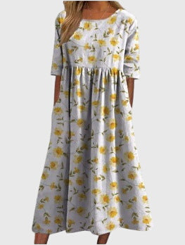 Women's Flowing Embroidered Dress | Short Sleeve | Casual Summer Dress
