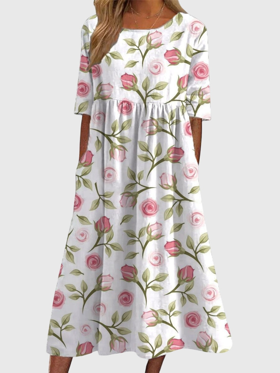 Women's Flowing Embroidered Dress | Short Sleeve | Casual Summer Dress