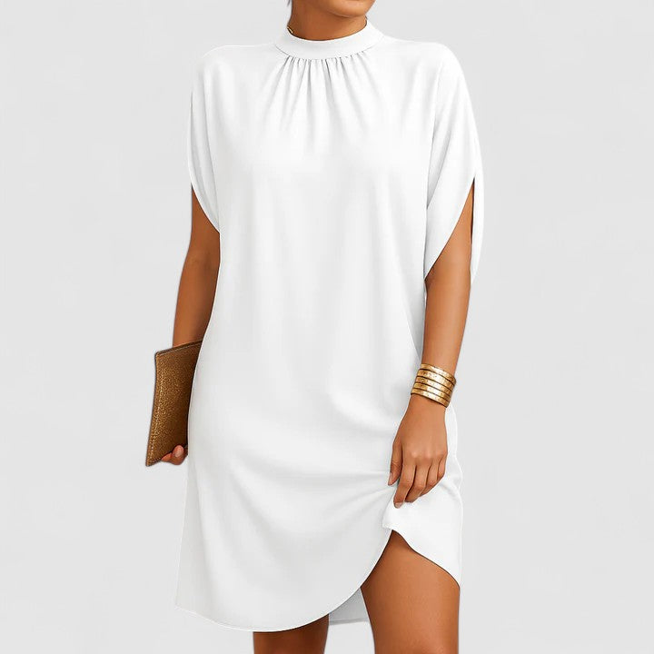 Women's Evening Dress Ruching V-Neck Long Sleeve Midi