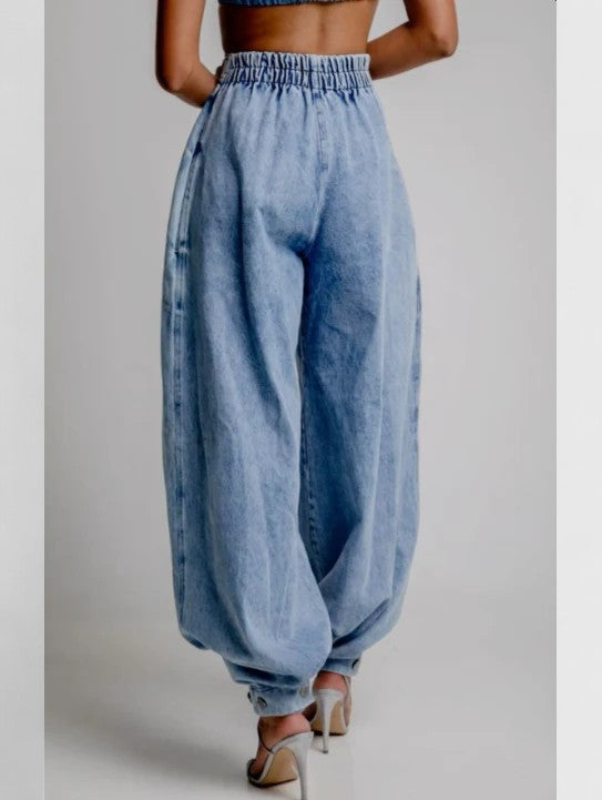 Women's High Waisted Wide Leg Jeans Relaxed Fit Cotton Casual