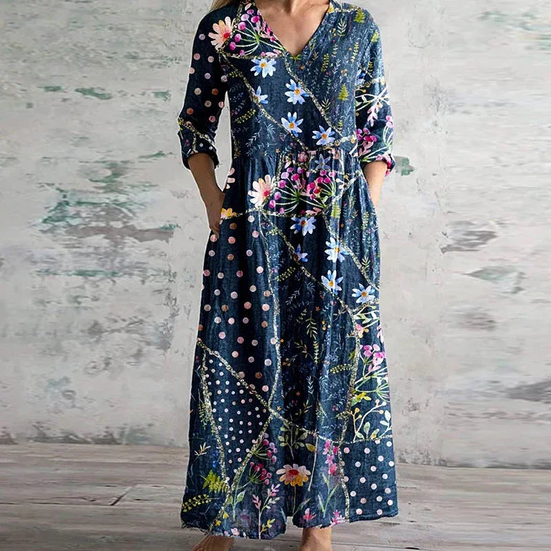 Women's Floral Maxi Dress Lightweight Cotton
