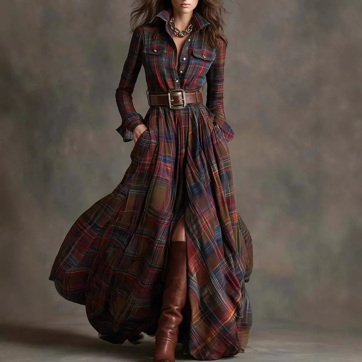 Women's Maxi Dress Cotton Pockets | Casual Long Sleeve Summer Dress