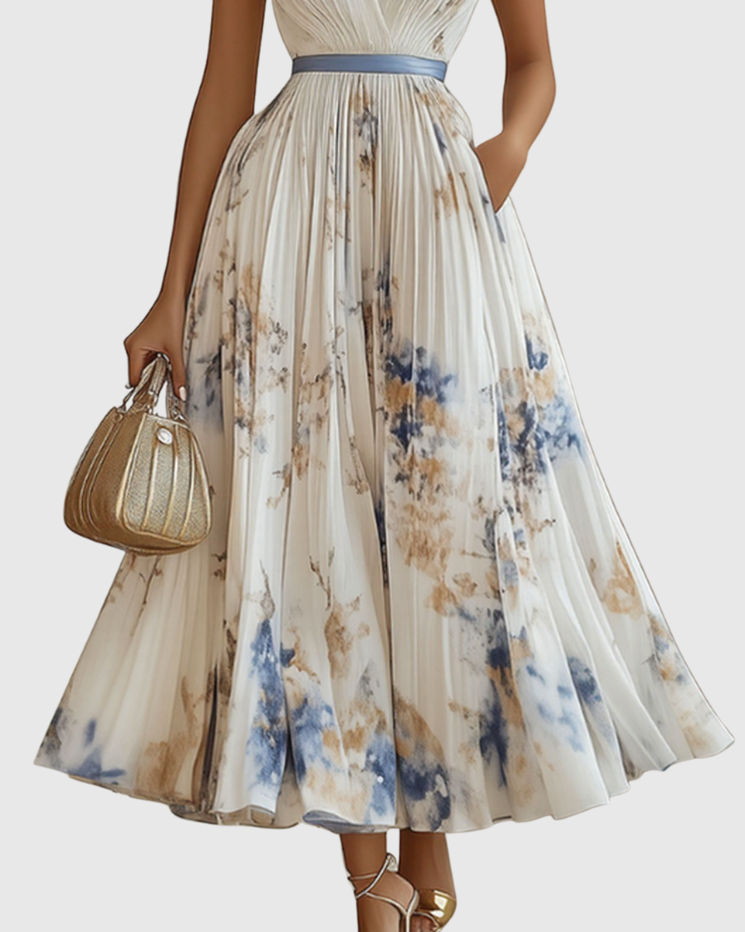 Women's Floral Maxi Dress V-Neck Long Sleeve
