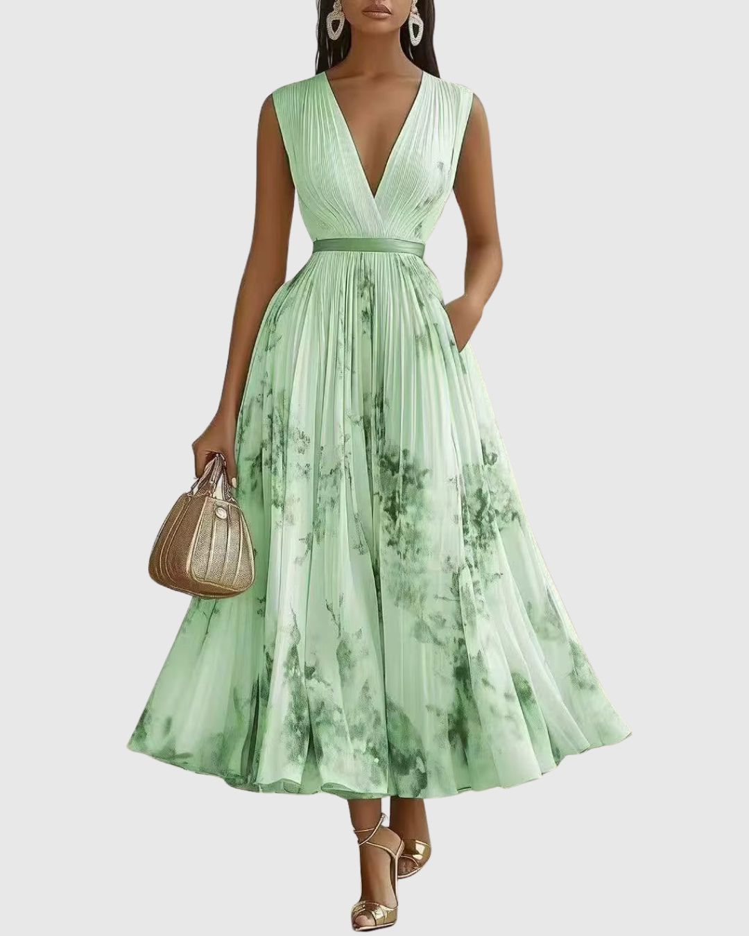 Women's Floral Maxi Dress V-Neck Long Sleeve