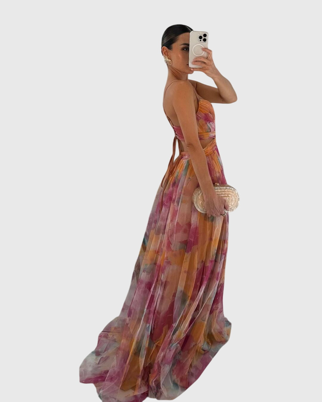 Women's Maxi Dress Floral Crisscross Straps Long Length Casual