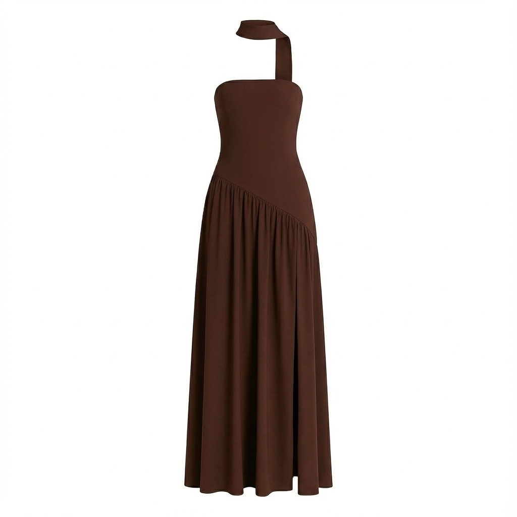 Women's Maxi Dress Strapless Ruffle Details