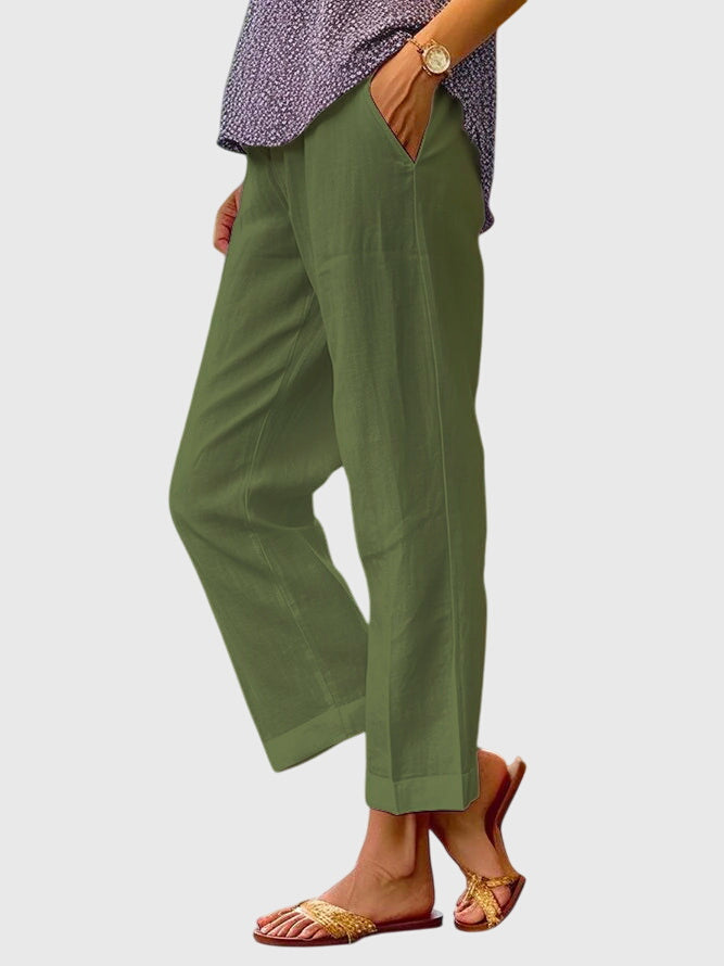 Women's Pants Slightly Wide Straight Cut Polyester Casual