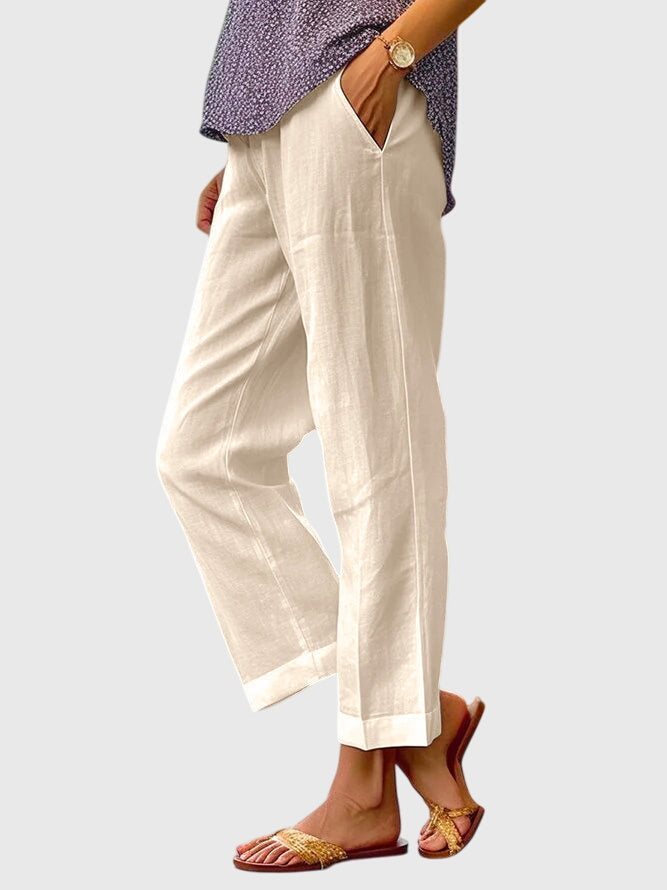 Women's Pants Slightly Wide Straight Cut Polyester Casual