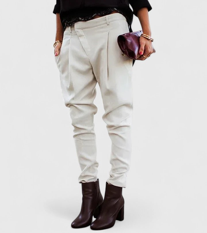 Women's Pants Stretch Fabric Tailored Cut Adjustable Waist Casual
