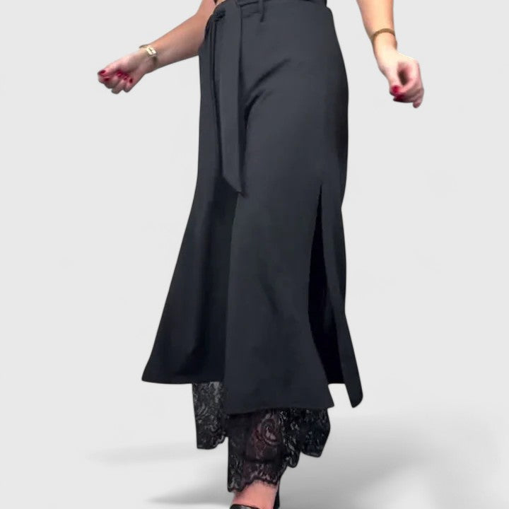 Women's Wide-Leg Pants Lace Accents Casual Fit
