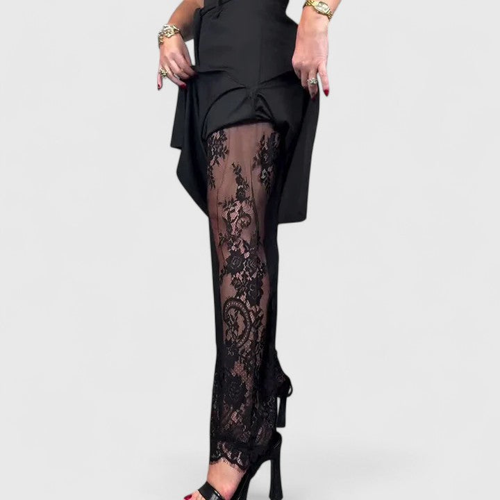 Women's Wide-Leg Pants Lace Accents Casual Fit
