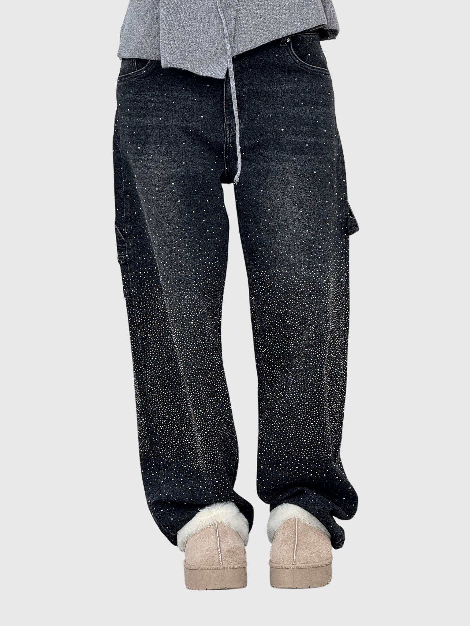 Women's Relaxed Fit Pants with Diamond Details | Casual Wear