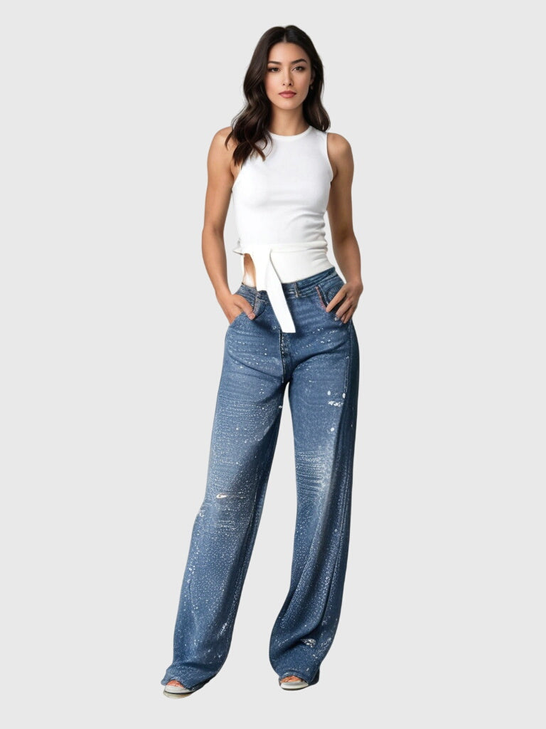 Women's Relaxed Fit Pants with Diamond Details | Casual Wear