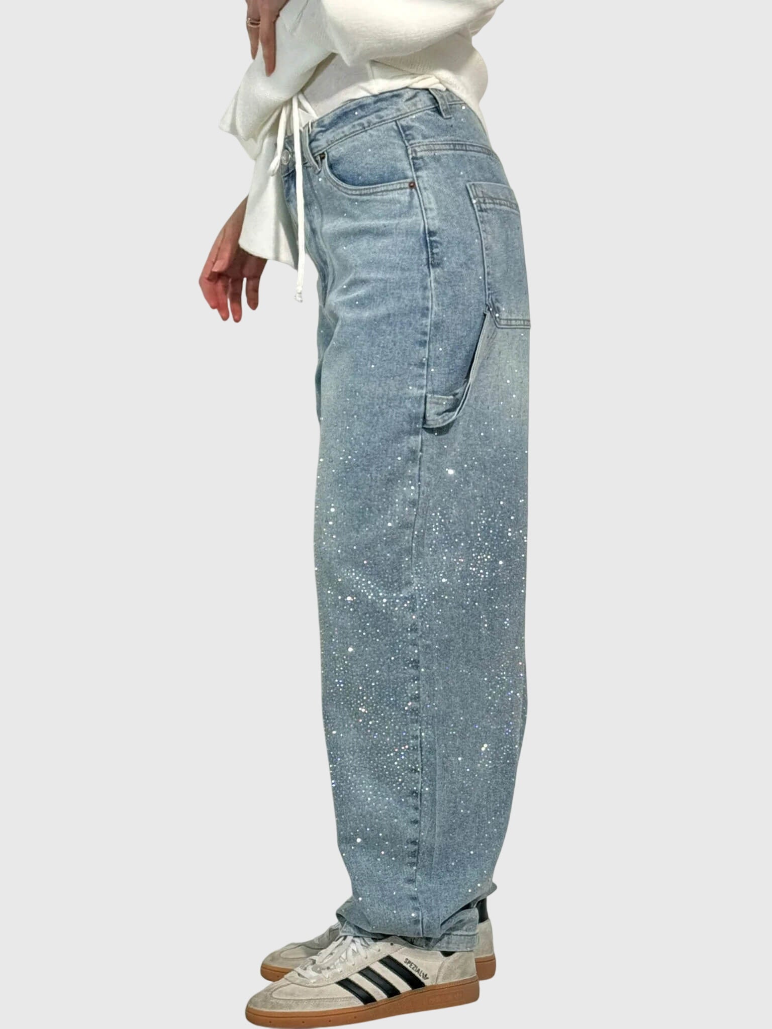 Women's Relaxed Fit Pants with Diamond Details | Casual Wear