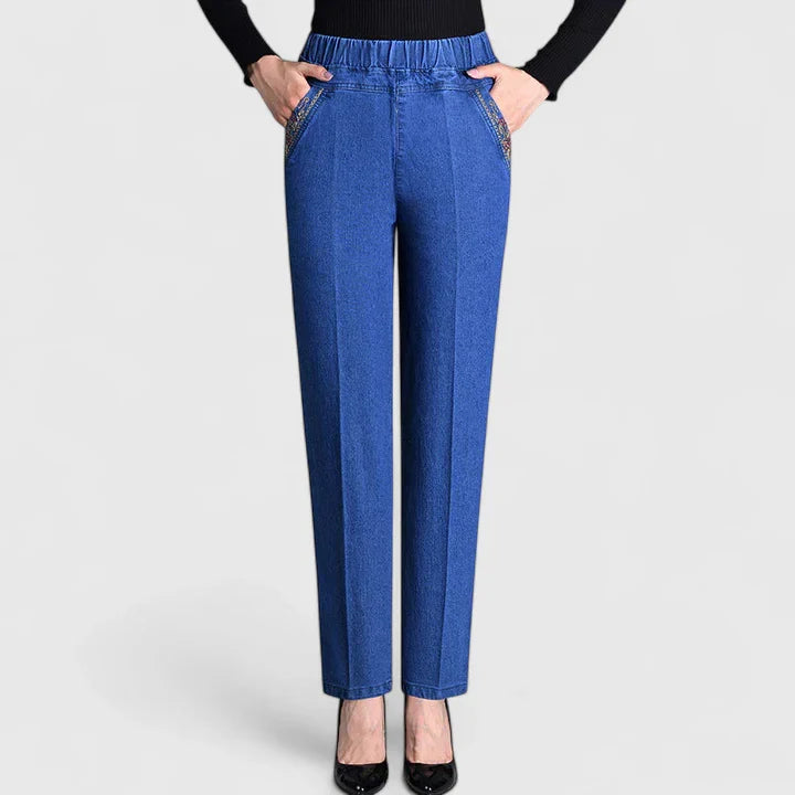 Women's Pants Elastic Waistband Side Pockets Casual Trousers