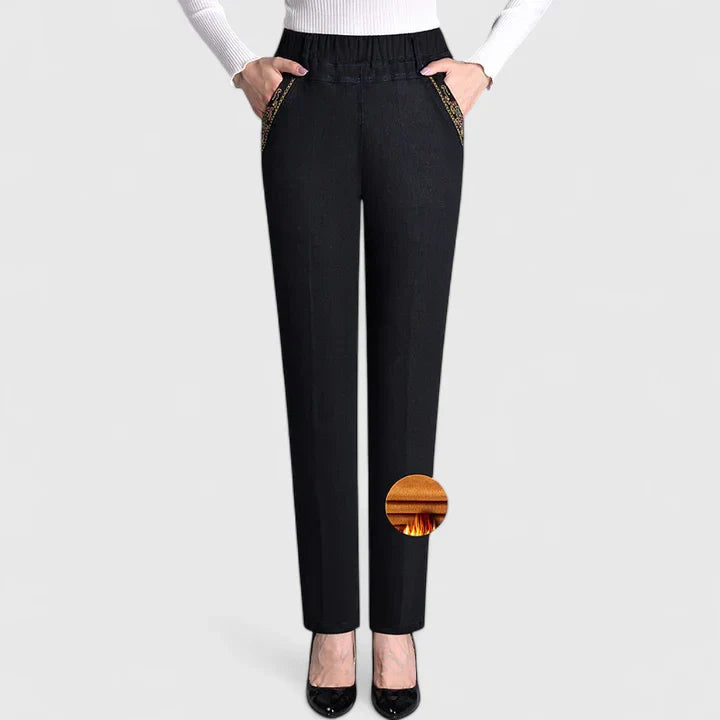 Women's Pants Elastic Waistband Side Pockets Casual Trousers