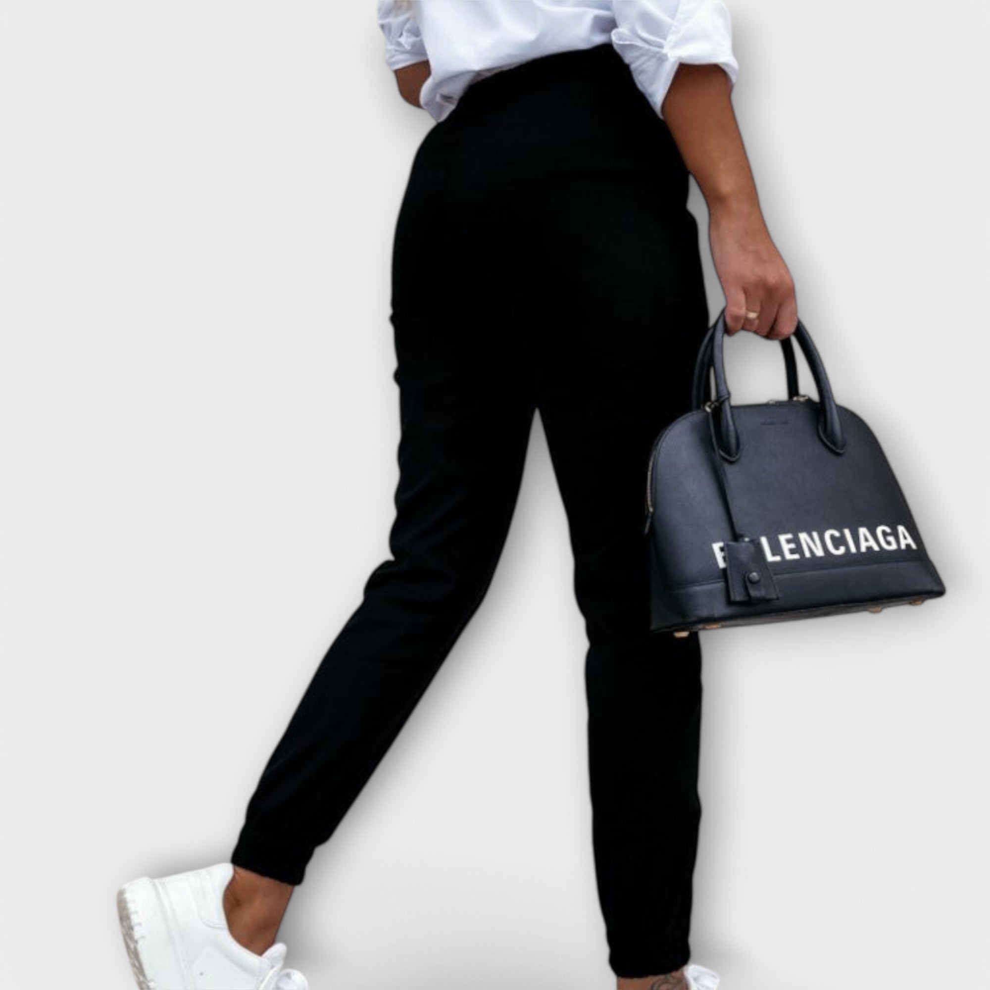 Women's Stretch Pants High Elastic Waistband Ankle-Length Design